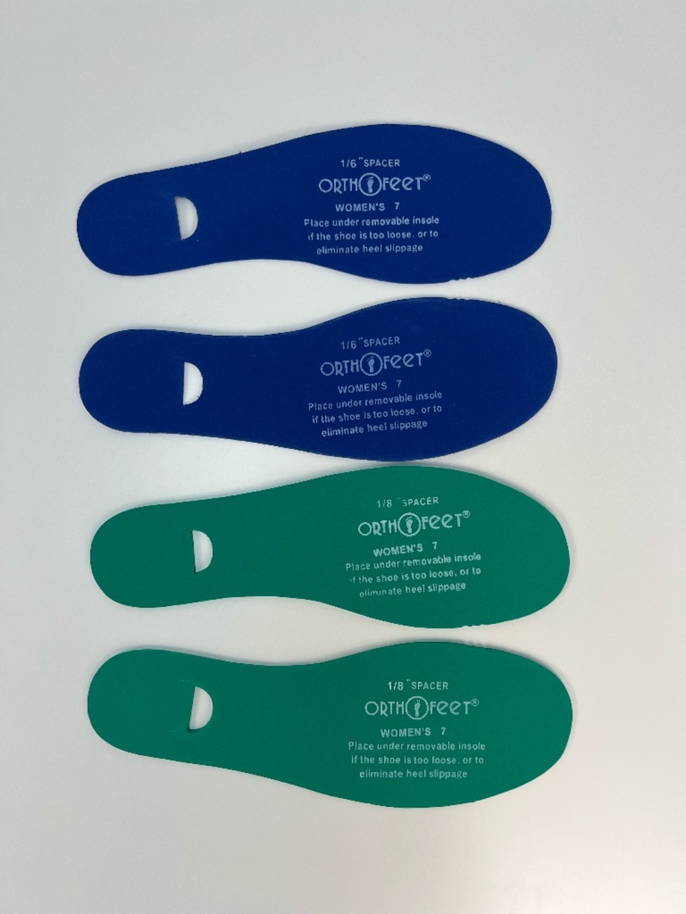 OrthoFeet Spacer Inserts 1/8" and 1/6" Women's Size 7 Heel Inserts Cushions NEW